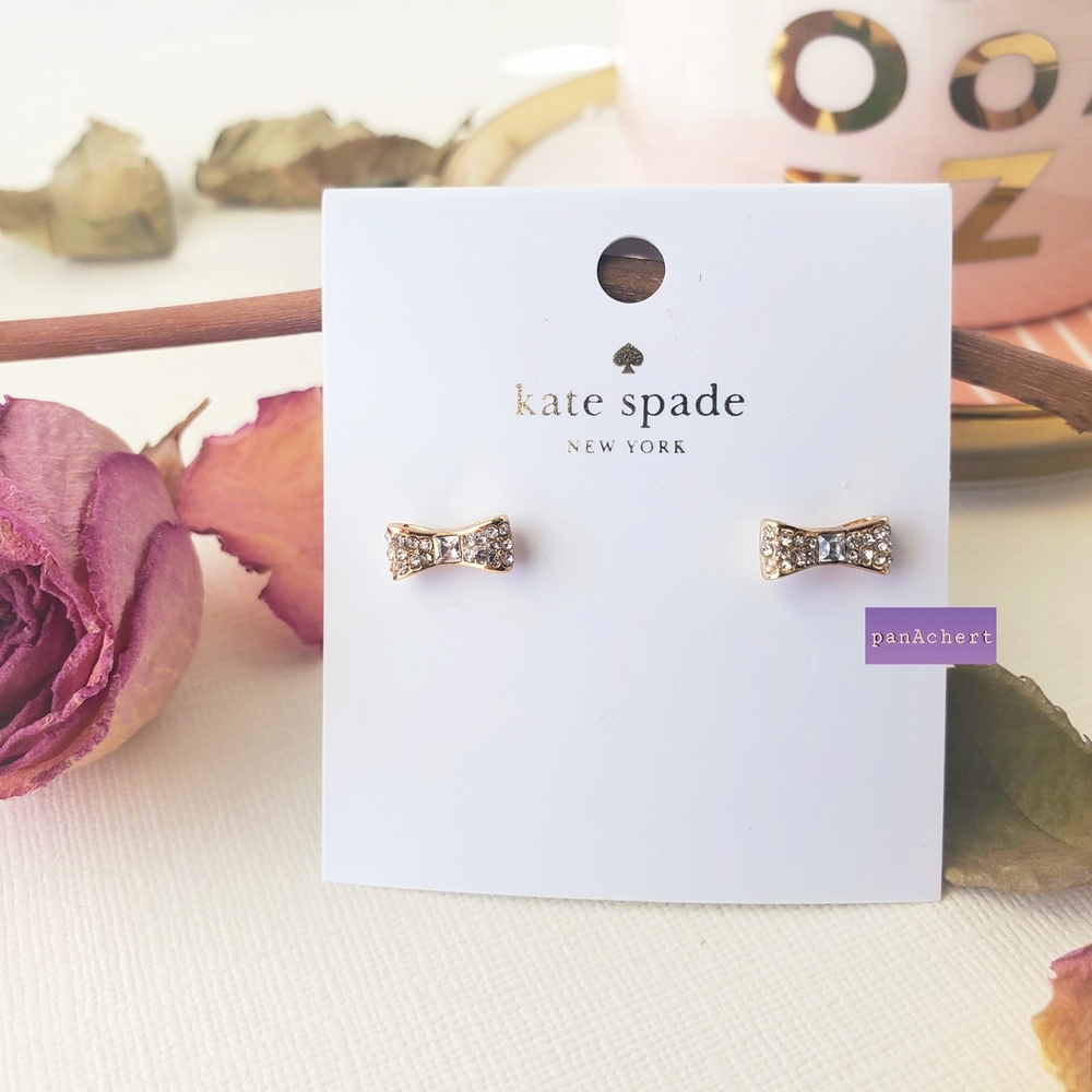 Kate Spade Ready Set Bow Earrings in Clear/Gold